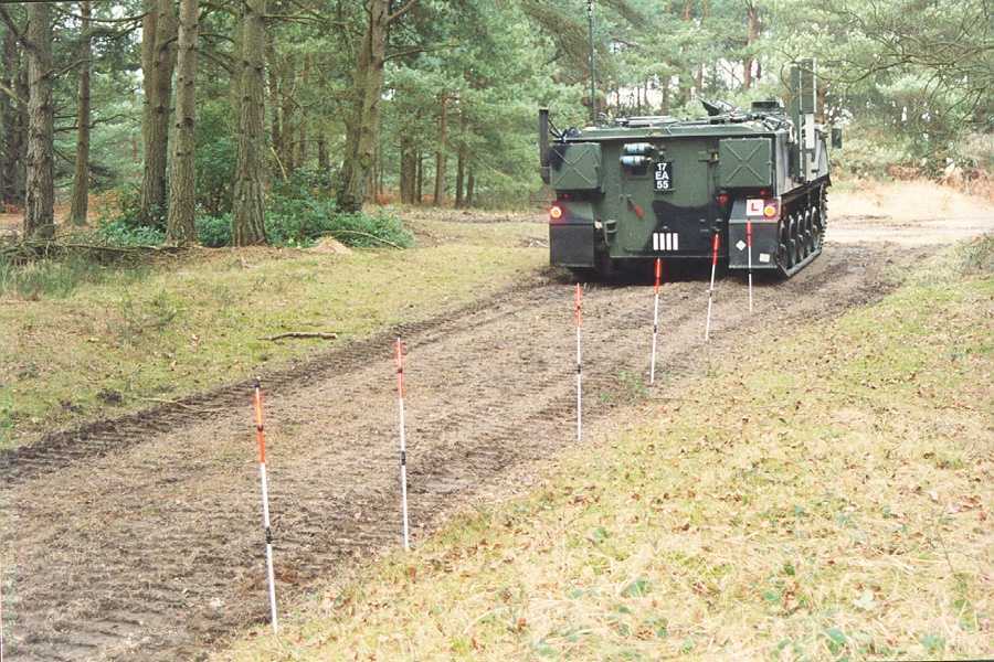 The Obstacle Marking System is a vehicle mounted electro-pneumatic payload dispensing system used for marking the boundaries of routes and areas.