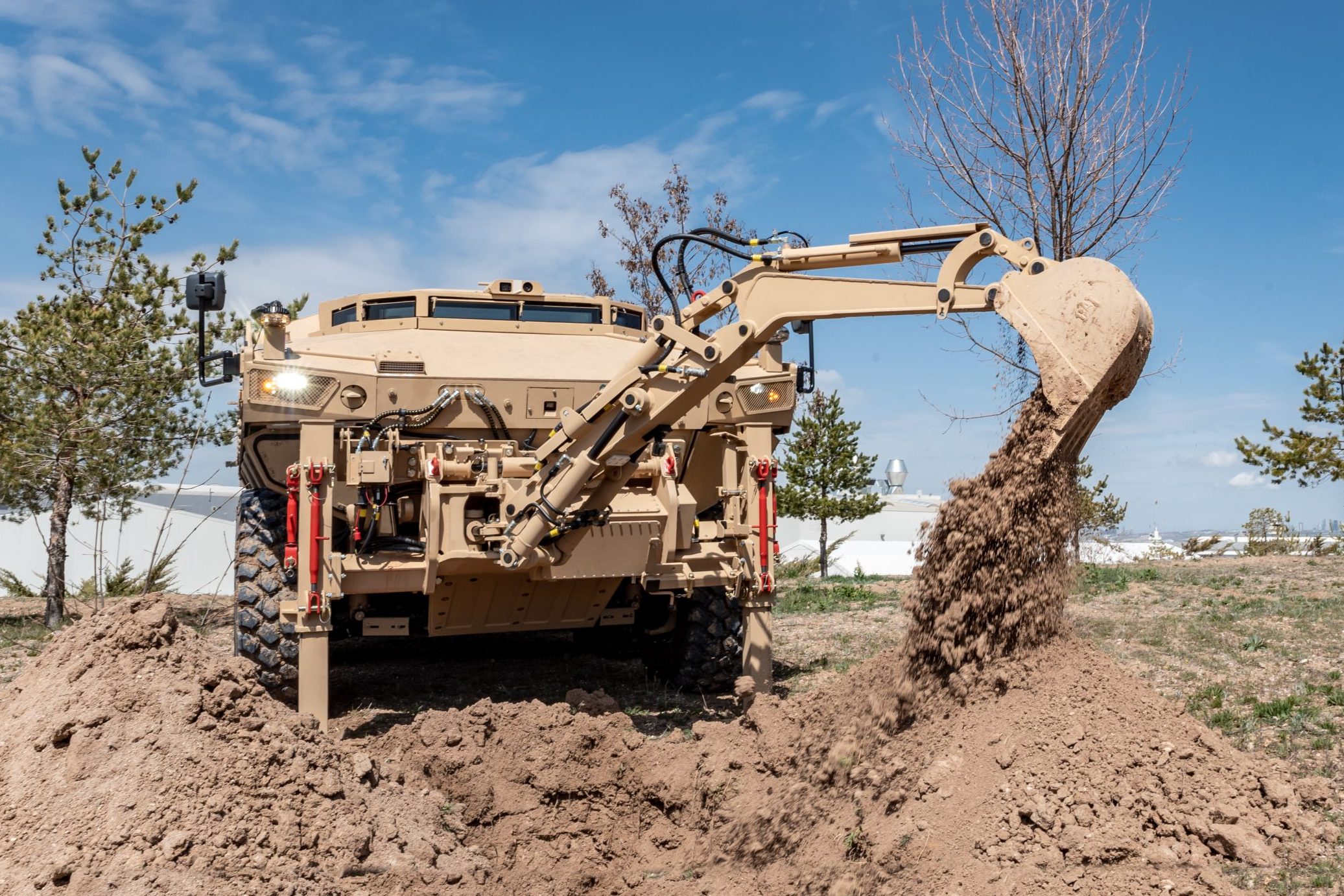 The Excavator Manipulator Arm is positioned to dig, demolish, remove obstacles and fill trenches.