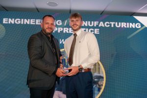 Ethan Taylor (right) receives the Apprentice of the Year Award in the Engineering/Manufacturing category